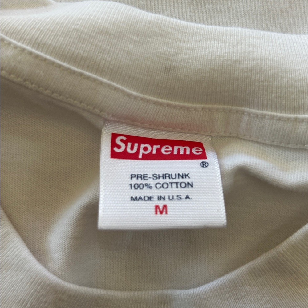 Supreme White Short Sleeve T-Shirt with Yellow Logo - Picture 3 of 3
